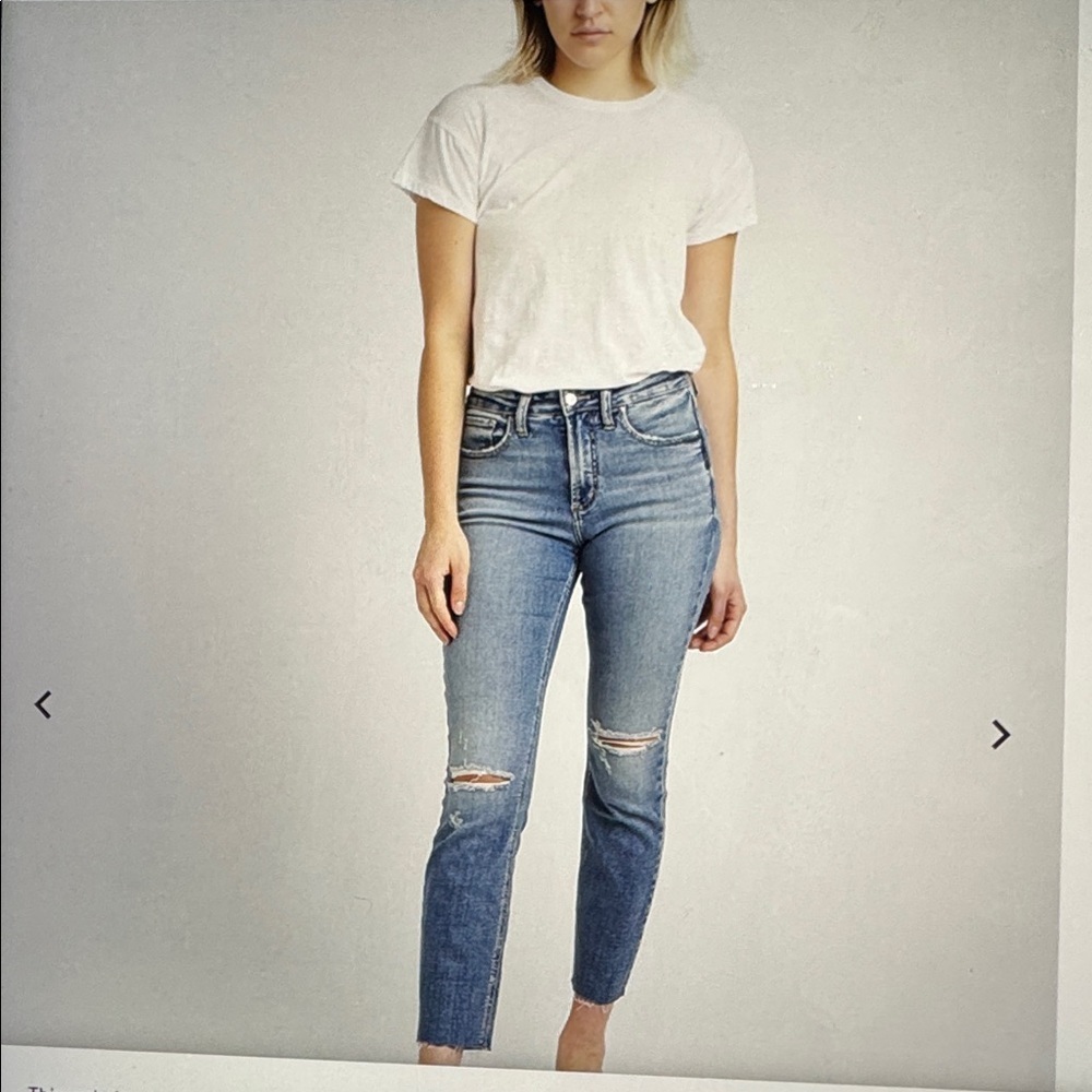Silver Most Wanted Mid Rise Straight Crop Jeans